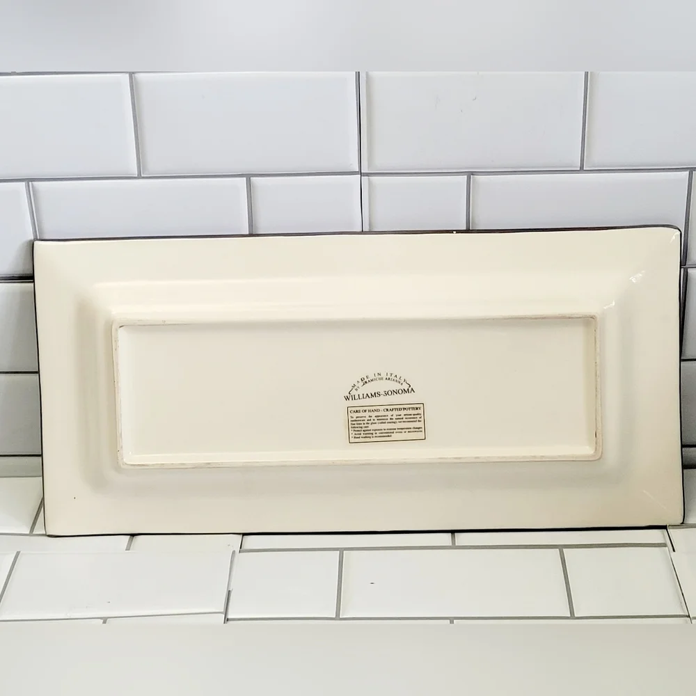 WILLIAMS-SONOMA Made in Italy Large Rectangular Ceramic Tray Graphic Print Detai